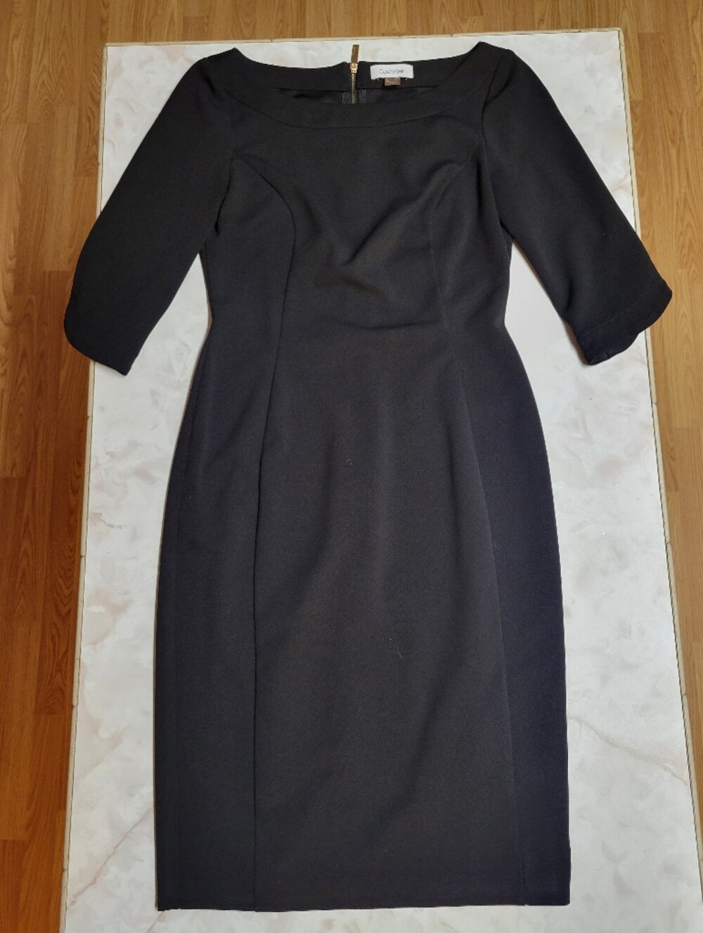 Calvin Klein Black Sheath Midi Dress Women’s Size 2 Career Office Minimalist